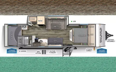 Spacious Wolfpup w/ Bunkbeds and Queen bed